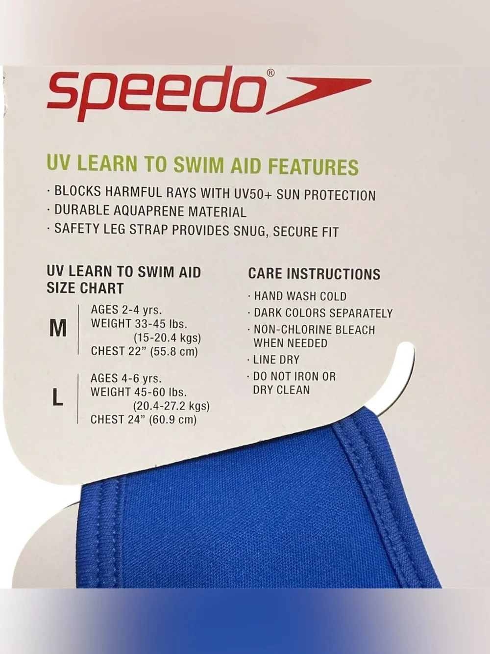 Speedo Kids UV 50 Learn To Swim Aid Vest Medium 2-4 yr 33-45 lbs 22” Chest NEW